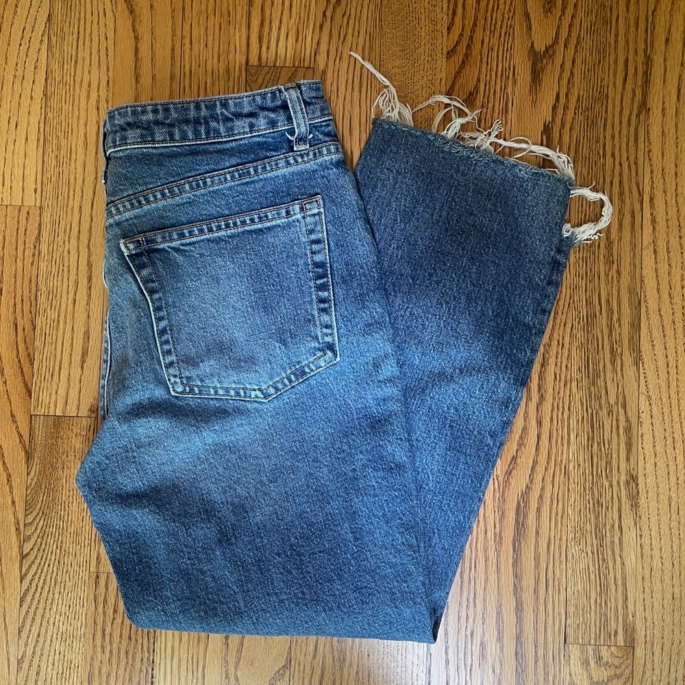 Topshop Distressed Straight Leg Jeans